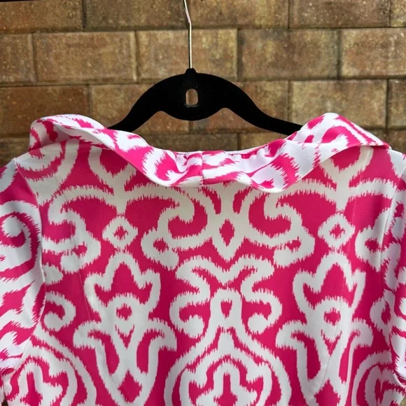 Gretchen Scott Design Vibrant Pink and White Midi Dress Size M - Picture 5 of 5